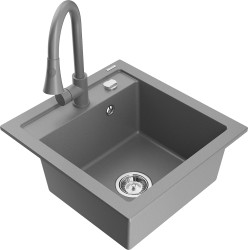 MEXEN/S - Vito granitový dřez 1-miska včetně baterie Elia, šedá (6503-71-670101-71)