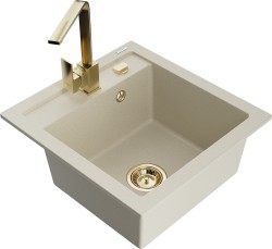 MEXEN/S - Vito granitový dřez 1-miska včetně baterie Rita, béžová (6503-69-670300-50)
