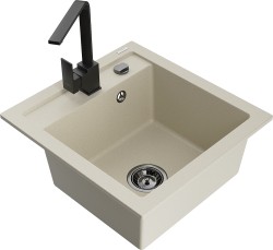 MEXEN/S - Vito granitový dřez 1-miska včetně baterie Rita, béžová (6503-69-670300-70)