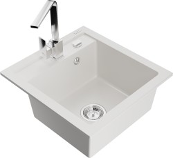 MEXEN/S - Vito granitový dřez 1-miska včetně baterie Rita, bílá (6503-20-670300-00)