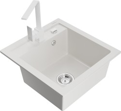 MEXEN/S - Vito granitový dřez 1-miska včetně baterie Rita, bílá (6503-20-670300-20)