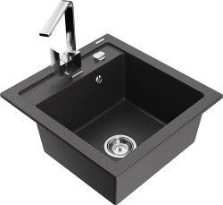 MEXEN/S - Vito granitový dřez 1-miska včetně baterie Rita, černá kropenatý (6503-76-670300-00)