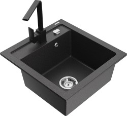 MEXEN/S - Vito granitový dřez 1-miska včetně baterie Rita, černá kropenatý (6503-76-670300-70)