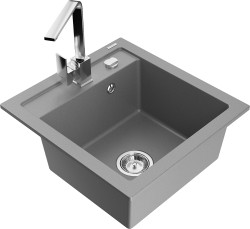 MEXEN/S - Vito granitový dřez 1-miska včetně baterie Rita, šedá (6503-71-670300-00)