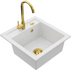 MEXEN/S - Vito granitový dřez 1-miska včetně baterie Telma, zlatý (6503-20-670200-50)