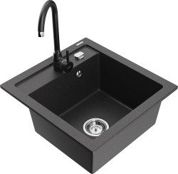 MEXEN/S - Vito granitový dřez včetně baterie Telma, černá kropenatá (6503-76-670200-70)
