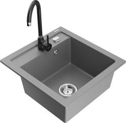 MEXEN/S - Vito granitový dřez včetně baterie Telma, šedá (6503-71-670200-70)