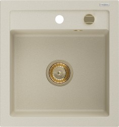 MEXEN/S - Vito Vito granitový dřez 1-miska 520x490 mm, béžová,+ zlatý sifon (6503521000-69-G)