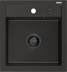 MEXEN/S - Vito Vito granitový dřez 1-miska 520x490 mm, černá/zlatá metalik,+ černý sifon (6503521000-75-B)