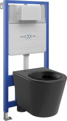 MEXEN/S - WC předstěnová instalační sada Fenix Slim s mísou WC Rico,  černá mat (6103372XX85)