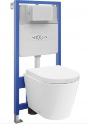 MEXEN/S - WC předstěnová instalační sada Fenix Slim s mísou WC Rico + sedátko softclose,  bílá (61030478000)
