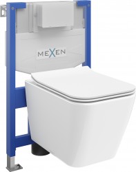 MEXEN/S - WC předstěnová instalační sada Fenix XS-F s mísou WC Cube sedátko softclose,  bílá (68030924000)