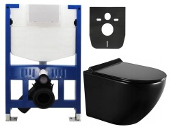 MEXEN/S - WC předstěnová instalační sada Fenix XS-F s mísou WC Lena + sedátko softclose,  černá lesk (68030224070)