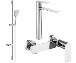 MEXEN/S - Zero SET umyvadlová + sprchová baterie s příslušenstvím DS62, chrom (71114DS62-00)