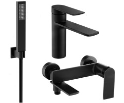 MEXEN/S - Zero SET umyvadlová + vanová baterie s příslušenstvím R02, černá (71103R02-70)