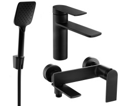 MEXEN/S - Zero SET umyvadlová + vanová baterie s příslušenstvím R62, černá (71103R62-70)