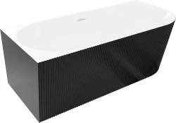 MEXEN - Silo volně stojící rohová vana levá reliéf  170 x 80, bílá/černá, bez krytky přepadu a zátky (52891708075L-SS)