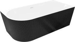 MEXEN - Silo volně stojící rohová vana pravá reliéf  150 x 75, bílá/černá, bez krytky přepadu a zátky (52891507575P-SS)
