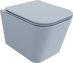 MEXEN - Teo Závěsná WC mísa Rimless včetně sedátka s slow, Duroplast, šedomodrá mat (30854069)