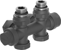 MEXEN - Úhlový/rovný radiátorový ventil, Duplex, DN50, antracit (W908-000-66)