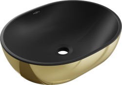 MEXEN - Viki umyvadlo na desku 48 x 35, černá mat/zlatá (21054876)