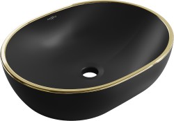 MEXEN - Viki umyvadlo na desku 48 x 35, černá mat/zlatá linka (21054875)
