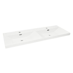 Nábytkové dvojumyvadlo SAT B-Way 121x46 cm bílá matná dva otvory pro baterii SATBW212046WM (SATBW212046WM)