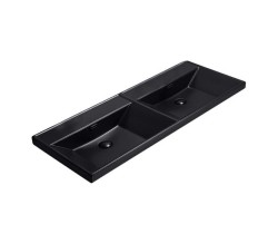 Nábytkové dvojumyvadlo SAT B-Way 121x46 cm černá matná dva otvory pro baterii SATBW212046BKM (SATBW212046BKM)