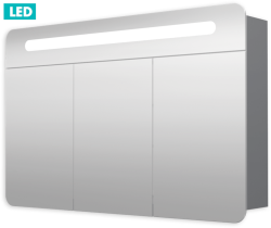 Naturel - Zrcadlová skříň 100 cm, 3 dveře, LED osvětlení, zásuvka+vypínač, IP44 GALPIR100LED (GALPIR100LED)