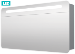 Naturel - Zrcadlová skříň 120 cm, 3 dveře, LED osvětlení, zásuvka+vypínač, IP44 GALPIR120LED (GALPIR120LED)