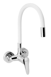 NOVASERVIS - Dřezová baterie s elastickým ramenem 100mm, bílá-chrom (94484,0B)
