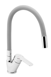 NOVASERVIS - Dřezová baterie s šedým flexi ramenem Metalia 54, chrom (54014F,0S)
