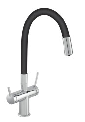 NOVASERVIS - Dřezová stojánková baterie Filtrata s elast. ram,černá-chrom (BFT41B)