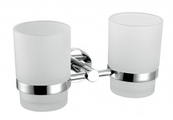 NOVASERVIS - Dvojitý držák kartáčků a pasty sklo Mephisto chrom (6857,0)