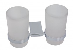 NOVASERVIS - Dvojitý držák kartáčků a pasty sklo Metalia 9 chrom (0957,0)