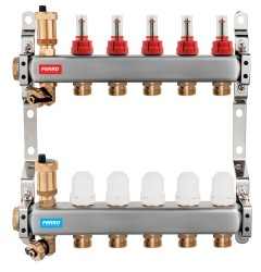 NOVASERVIS - Rozdělovač nerez s průtokoměry a uzav. ventily, 6 okruhů (SN-RZPU06S)