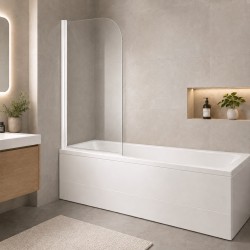 OLSEN SPA - Vanová zástěna LUCCA - Barva rámu - Bílá, Materiál - Hliník, Rozměr A - 76, Rozměr C - 130, Směr zavírání - Univerzální Levé / Pravé, Výplň - Čiré bezpečnostní sklo - 6 mm (OLVLUC76)