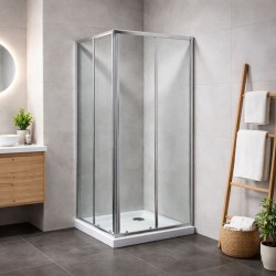OLSEN SPA - VÝHODNÝ SET - ČTVEREC SMART RANDA s vaničkou - Barva rámu - Chrom/Leštěný hliník (ALU), Materiál - Hliník, Rozměr A - 90, Rozměr B - 90, Rozměr C - 190, Směr zavírání - Univerzální Levé / Pravé, Výplň - Grape bezpečnostní sklo - 4 / 6 mm (OLCTVER90CG1)