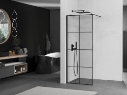 OLSEN SPA - Walk-in sprchový kout ALBOX BLACK - Barva rámu - Černá, Rozměr A - 120, Rozměr C - 200, Směr zavírání - Univerzální Levé / Pravé, Výplň - Malované bezpečnostní sklo - 8 mm (OLBALBO120BC)