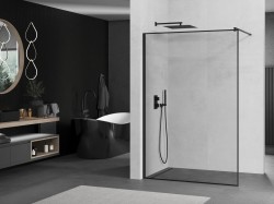 OLSEN SPA - Walk-in sprchový kout ALGORA BLACK - Barva rámu - Černá, Rozměr A - 100, Rozměr C - 200, Směr zavírání - Univerzální Levé / Pravé, Výplň - Malované bezpečnostní sklo - 8 mm (OLBALGO100BC)