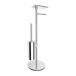 OMNIRES - MODERN PROJECT stojan na toaletní papír a toaletní štětku s policí, lesklý chrom (MP60820CR)