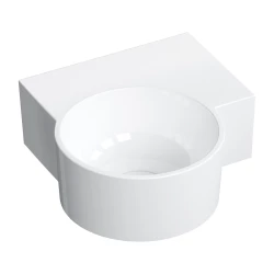 OMNIRES - OVO M+ umyvadlo nábytkové/závěsné - pravé, 33 x 34 cm, bílý lesk (OVO335UWPBP)