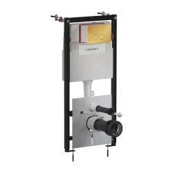 OMNIRES - SET: STRONGFRAME nosný rám do podomítkové instalace s ECO splachováním + MINIMAL splachovací tlačítko, zlatý lesklý (STFWCECO1M-RGL)