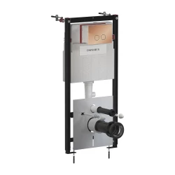 OMNIRES - Set: STRONGFRAME podomítkový rám ECO + STEEL-R45 nerez tlačítko, měď lesk (STFWCECO1R45-RCP)