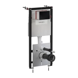 OMNIRES - Set: STRONGFRAME podomítkový rám + STEEL-R45 splachovací tlačítko, černý polomat (STFWC1R45-RBL)
