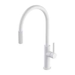 OMNIRES - SWITCH kuchyňská baterie s vytahovací výtokovou trubicí a filtrační sadou, bílá mat (SW9059-FD1WM)