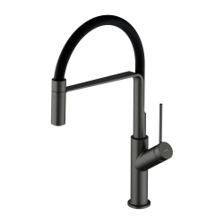 OMNIRES - VITA kuchyňská baterie s výsuvnou hubicí, kartáčovaný grafit/černá matná, (VI6350BLGR)