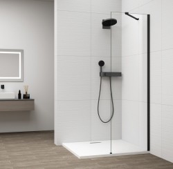 POLYSAN - ESCA BLACK MATT jednodílná sprchová zástěna k instalaci ke stěně, sklo čiré, 600  (ES1060-02)