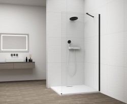 POLYSAN - ESCA BLACK MATT jednodílná sprchová zástěna k instalaci ke stěně, sklo čiré, 800  (ES1080-02)