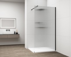POLYSAN - ESCA BLACK MATT jednodílná sprchová zástěna k instalaci ke stěně, sklo Flute, 900  (ES1390-02)